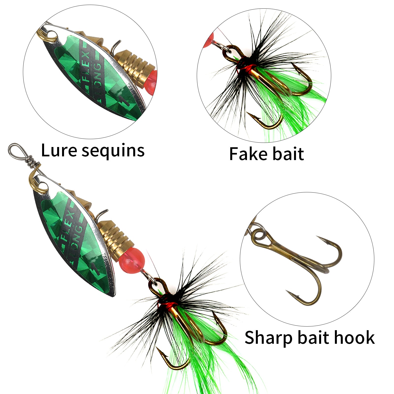 10pcs Fishing Spinners & Lures Kit Trout Pike Perch Bass Salmon