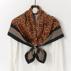 Dark Turban Classical Full Print Silk Scarf Women Wrap Accessories