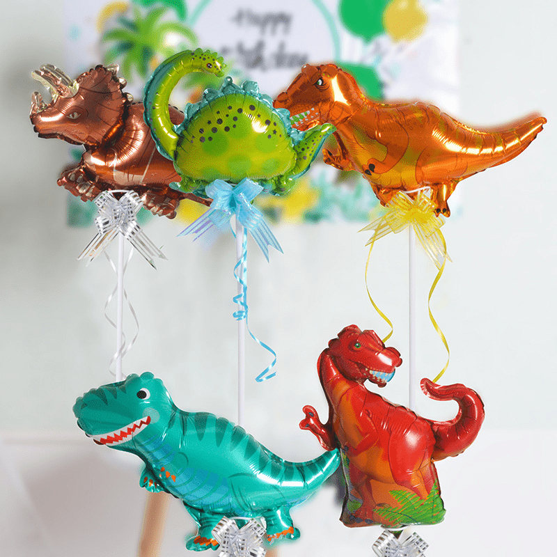 8 Pack 16" Mini Aluminum Dinosaur Balloons for Birthday & Forest Theme Parties
