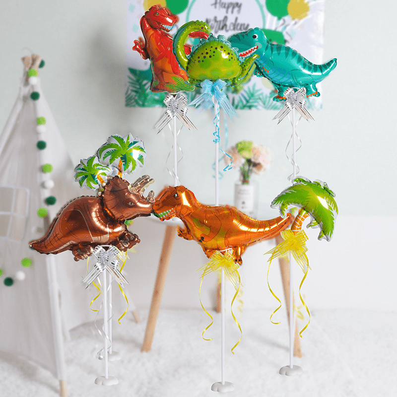 8 Pack 16" Mini Aluminum Dinosaur Balloons for Birthday & Forest Theme Parties