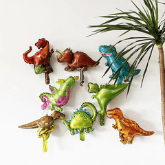 8 Pack 16" Mini Aluminum Dinosaur Balloons for Birthday & Forest Theme Parties