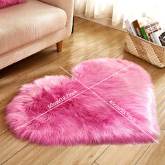 Heart Shaped Plush Wool Carpet for Living Room & Bedroom Decor