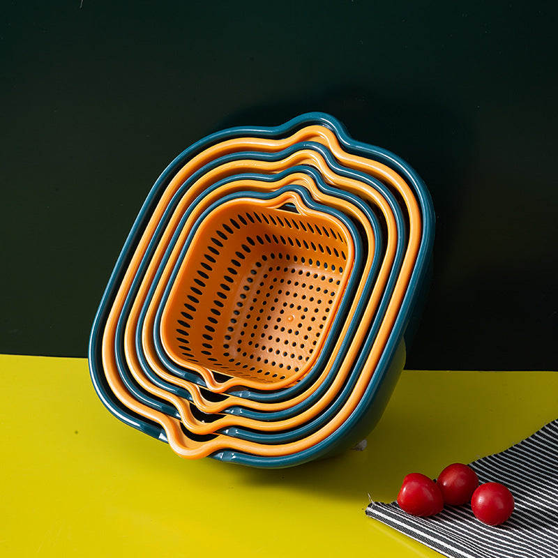 6pcs Double Layer Drain Basket Plastic Strainer Colander