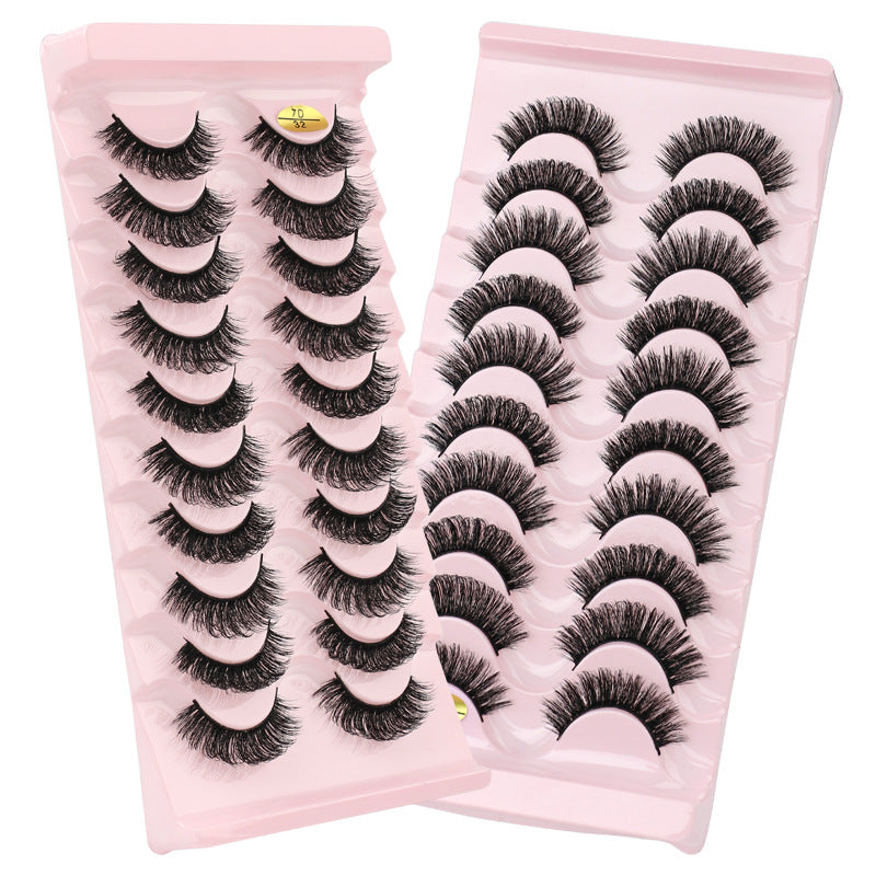 10 Pairs 7D Curl Cat Eye False Eyelashes, Fluffy Wispy Lashes
