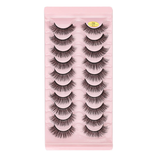 10 Pairs 7D Curl Cat Eye False Eyelashes, Fluffy Wispy Lashes
