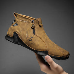 Men's Lightweight Casual Boots Zipper Flat Shoes