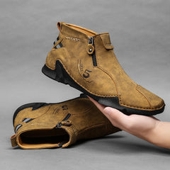 Men's Lightweight Casual Boots Zipper Flat Shoes