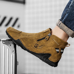 Men's Lightweight Casual Boots Zipper Flat Shoes