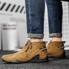 Men's Lightweight Casual Boots Zipper Flat Shoes