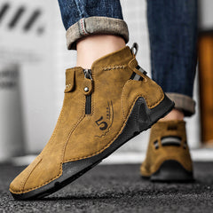 Men's Lightweight Casual Boots Zipper Flat Shoes