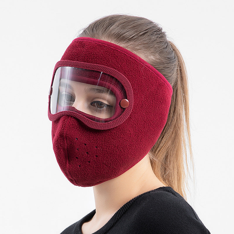 Unisex Windproof Warm Mask with HD Goggles for Cycling