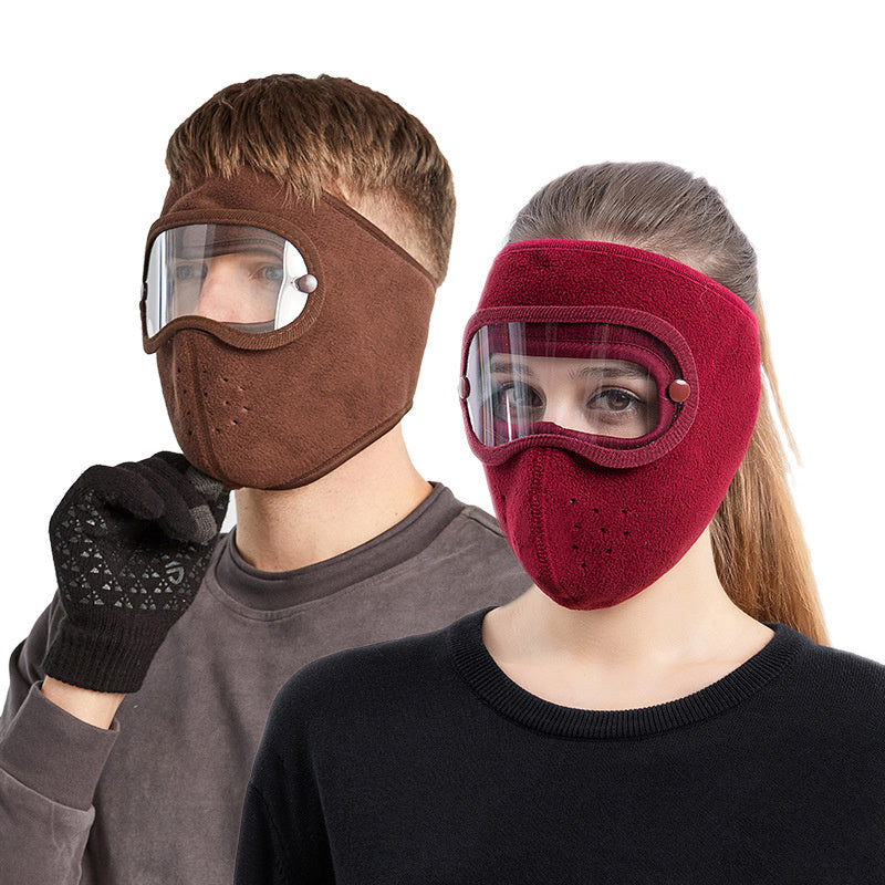 Unisex Windproof Warm Mask with HD Goggles for Cycling