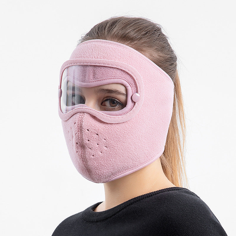 Unisex Windproof Warm Mask with HD Goggles for Cycling