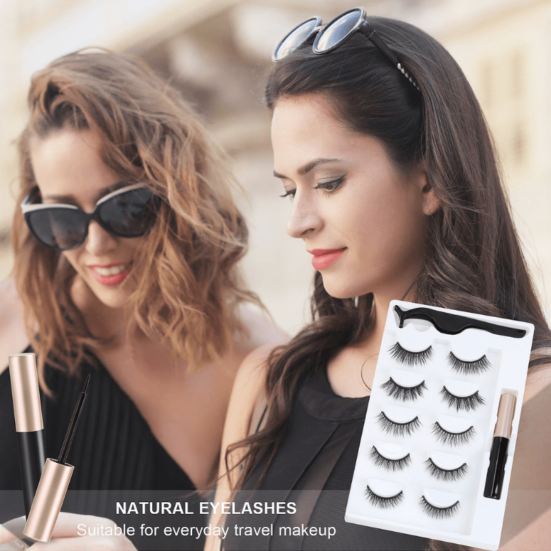 5 Pairs Magnetic Eyelashes Set Waterproof Eyeliner False Eyelash