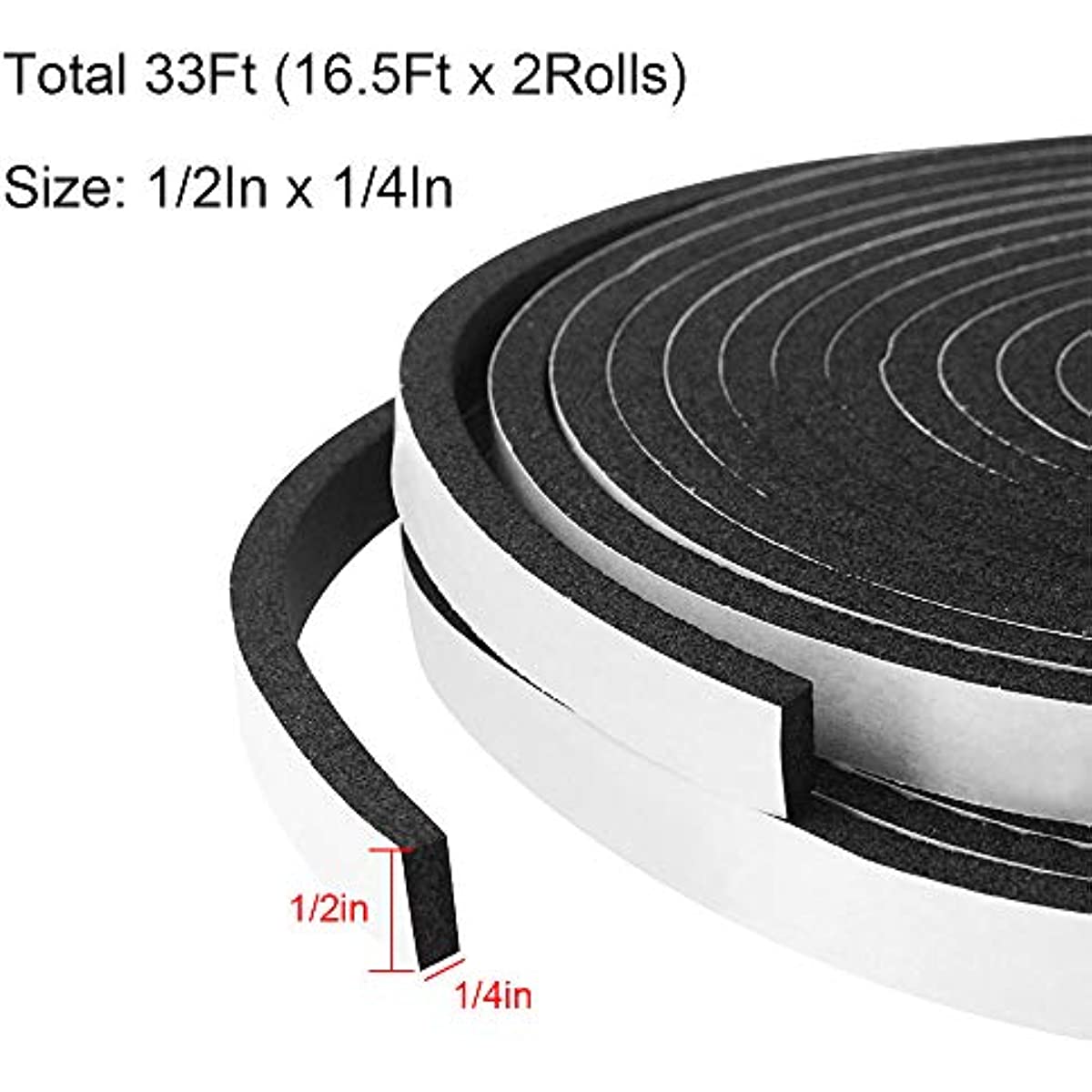 Foam Insulation Tape 33ft Weather Stripping Door Seal Strip