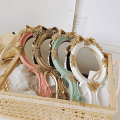 Handheld Mirror Vanity Makeup Mirror Travel Princess Metal Cosmetic Mirror