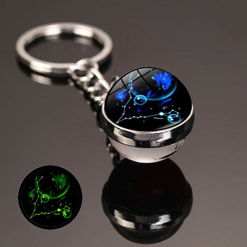 12 Constellation Key Ring Starry Sky Luminous Keychain Pendant Gift