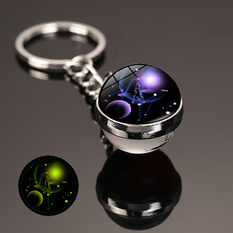 12 Constellation Key Ring Starry Sky Luminous Keychain Pendant Gift