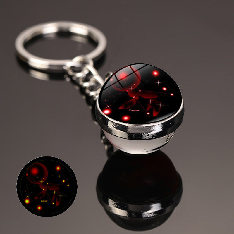 12 Constellation Key Ring Starry Sky Luminous Keychain Pendant Gift