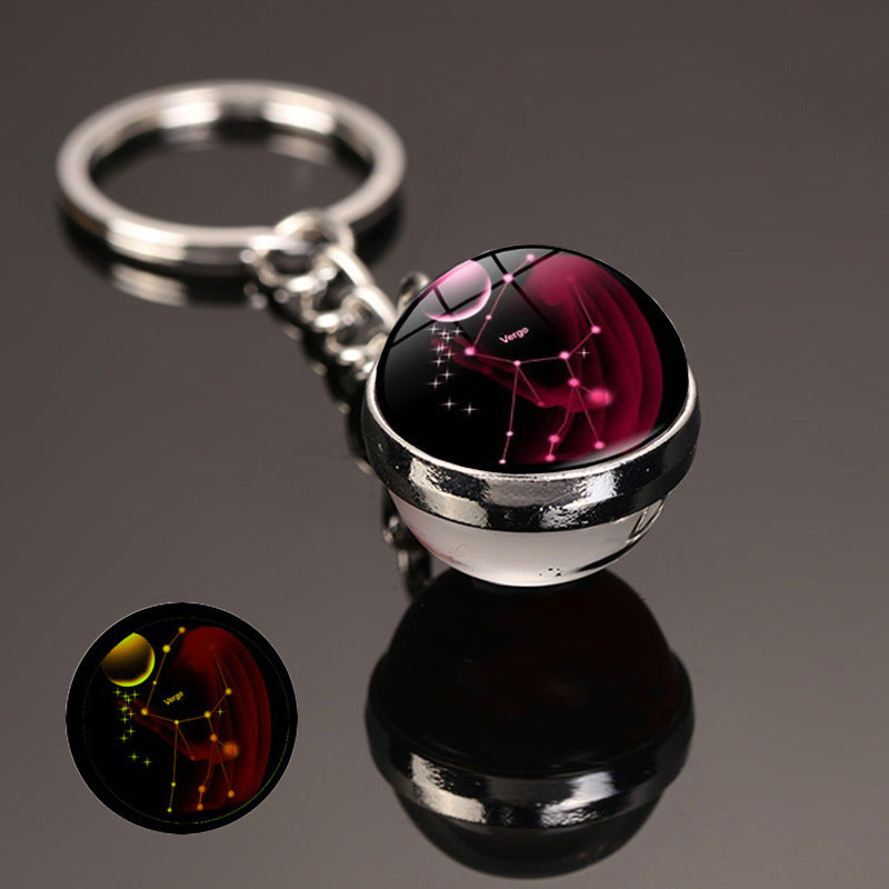 12 Constellation Key Ring Starry Sky Luminous Keychain Pendant Gift