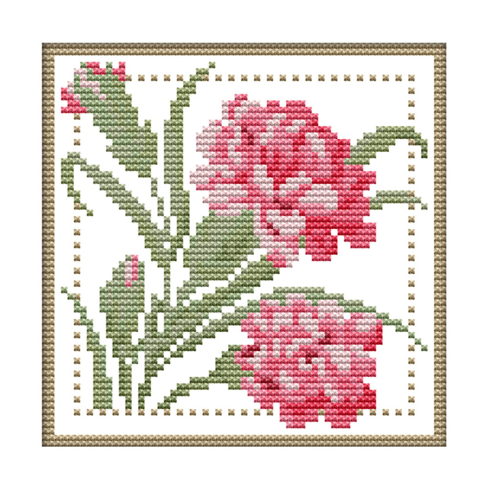 Stamped Flower Series Cross Stitch 11CT Cotton Thread Printed Embroidery