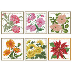 Stamped Flower Series Cross Stitch 11CT Cotton Thread Printed Embroidery