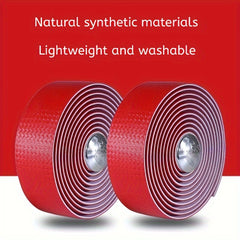 Bike Handlebar Tape Set Red Carbon Pattern Anti Slip Sweat Absorption Breathable