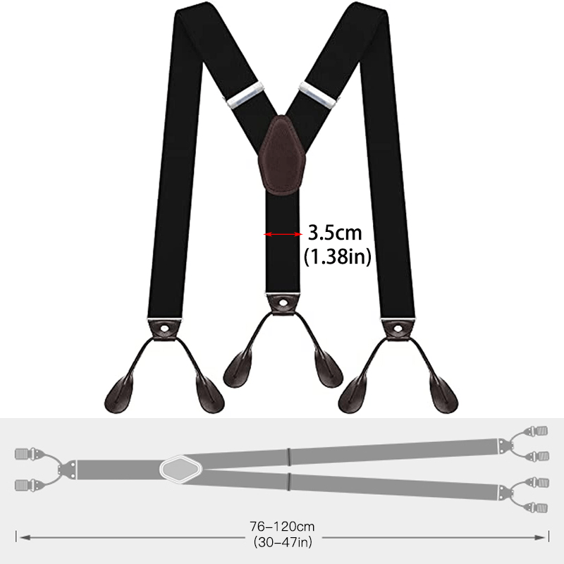 Vintage Suspenders For Men 1 38inch Wide Y back PU Leather Trimmed