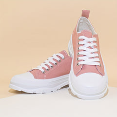 Women's Platform Canvas Shoes Lace Up Low Top Sneakers
