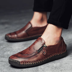 Men's Casual Loafer Shoes Lightweight Zipper Outdoor Flat Footwear