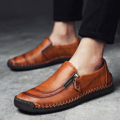 Men's Casual Loafer Shoes Lightweight Zipper Outdoor Flat Footwear