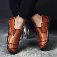 Men's Casual Loafer Shoes Lightweight Zipper Outdoor Flat Footwear
