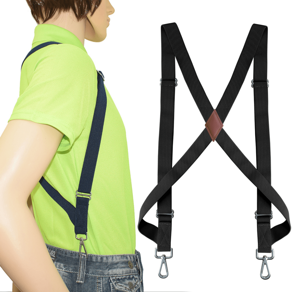 Men's Heavy Duty Trucker Suspenders - 0.98inch Wide X-back - 2 Snap Hooks
