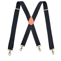 Men's Vintage Suspenders 3 Wide X Back 4 Strong Bronze Snap Hooks