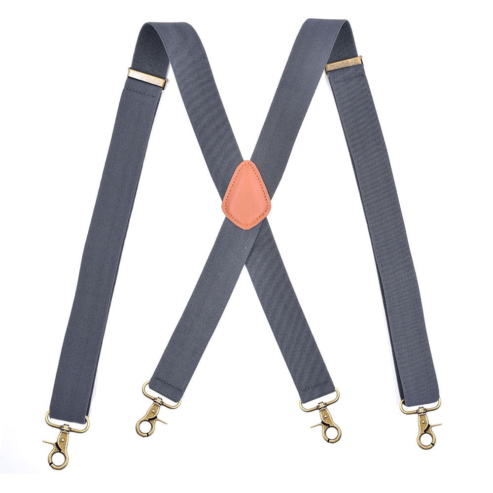 Men's Vintage Suspenders 3 Wide X Back 4 Strong Bronze Snap Hooks