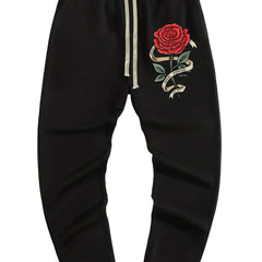 Rose Pattern Joggers Men s Casual Loose Fit Drawstring Pants