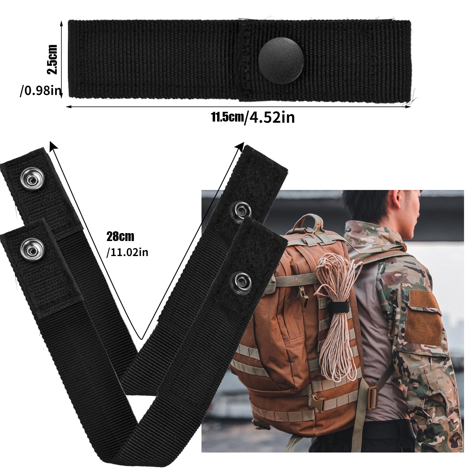 19pcs Molle Strap Attachments Set D Ring Carabiner Hooks Nylon Buckle