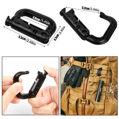19pcs Molle Strap Attachments Set D Ring Carabiner Hooks Nylon Buckle