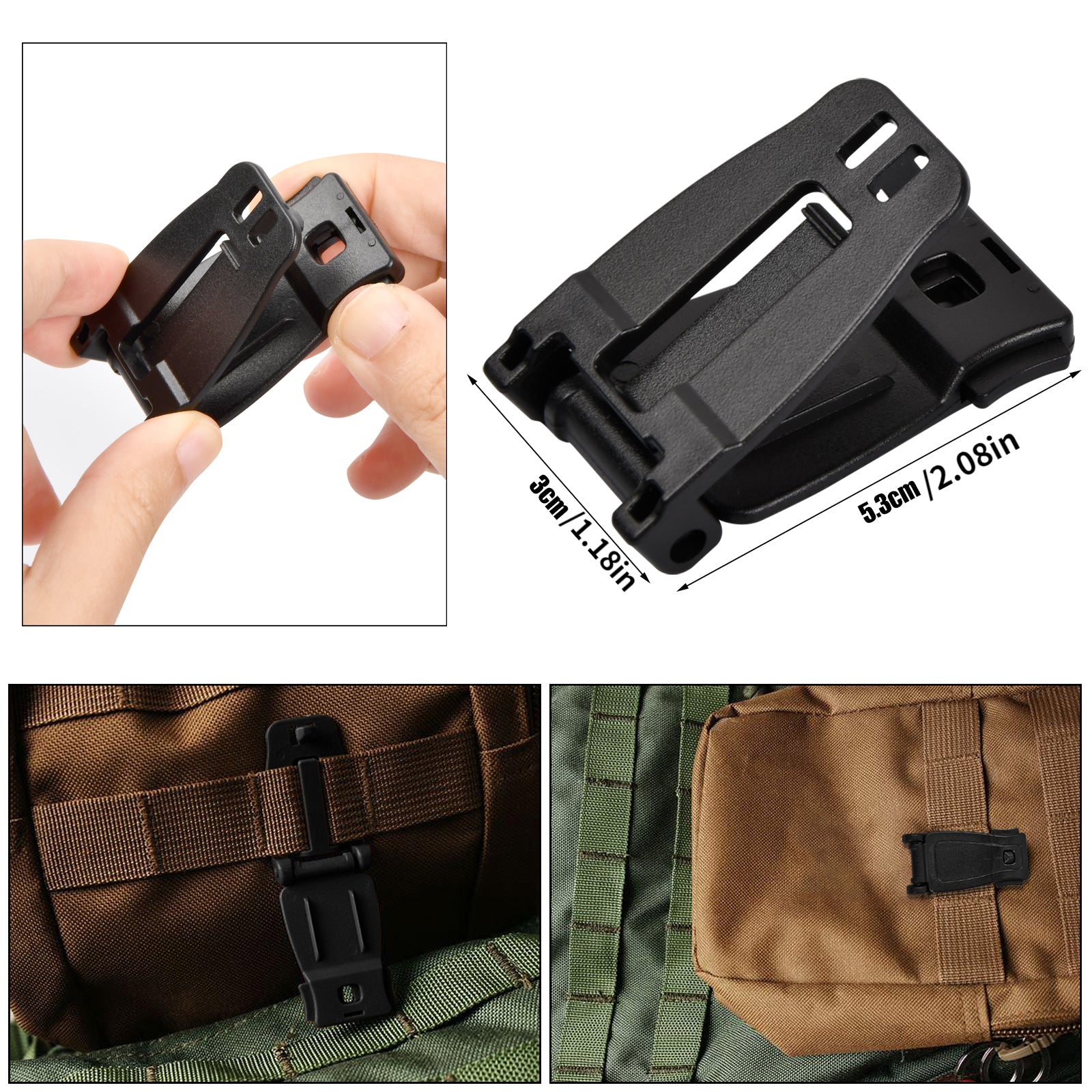 19pcs Molle Strap Attachments Set D Ring Carabiner Hooks Nylon Buckle