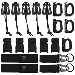 19pcs Molle Strap Attachments Set D Ring Carabiner Hooks Nylon Buckle