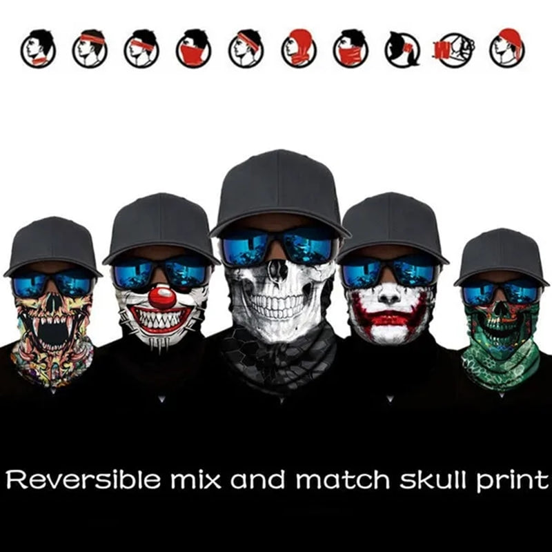 Skull Bandana Face Mask 3D Magic Scarf UV Protection