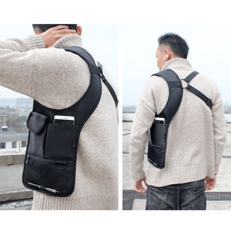 Anti Pry Hidden Underarm Bag Leather Tablet Card Holder Men's Chest Shoulder Bag