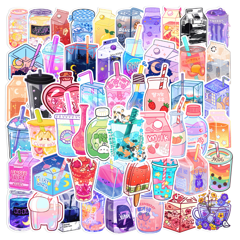 50pcs Waterproof Doodle Stickers for Laptops Water Bottles & Scrapbooks