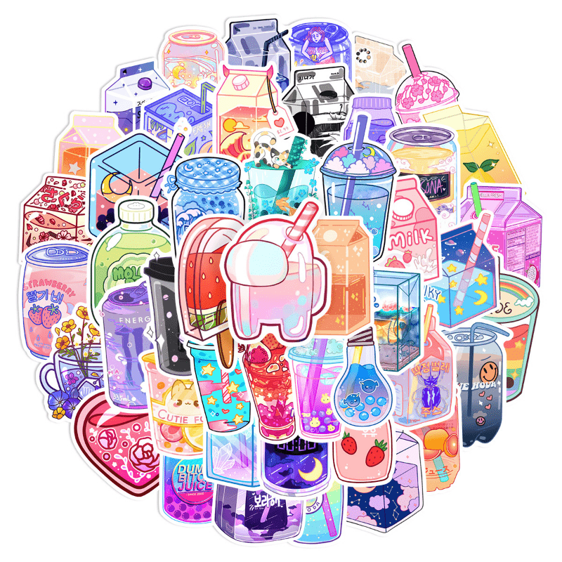 50pcs Waterproof Doodle Stickers for Laptops Water Bottles & Scrapbooks
