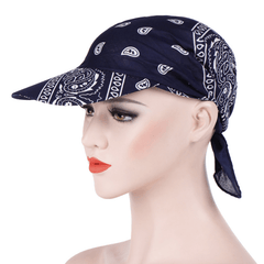 Vintage Paisley Print Baseball Cap Women Sun Hat Boho Head Wrap Tied Headwear
