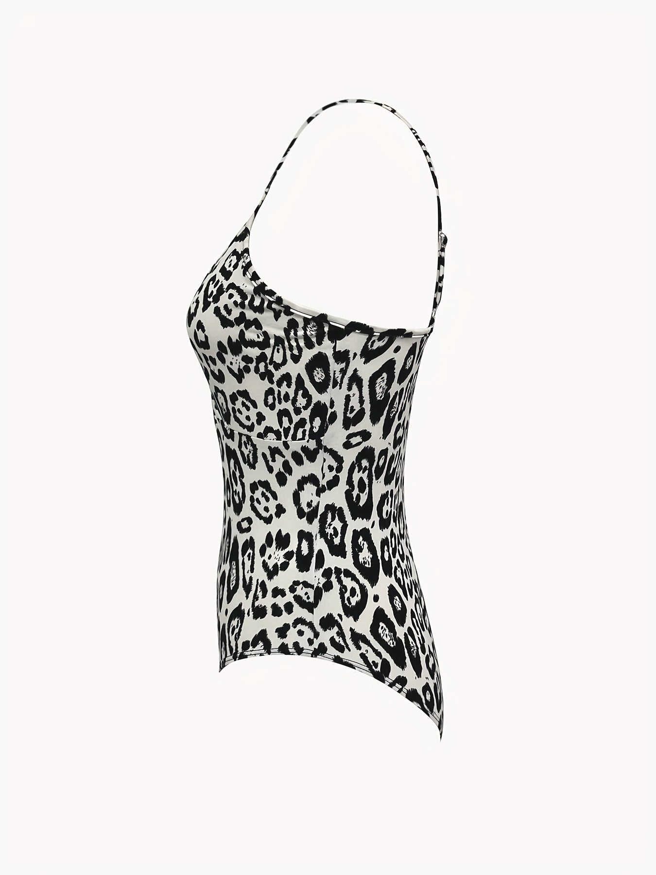 Leopard Print V neck Cami Bodysuit Sexy One Piece Bodysuit