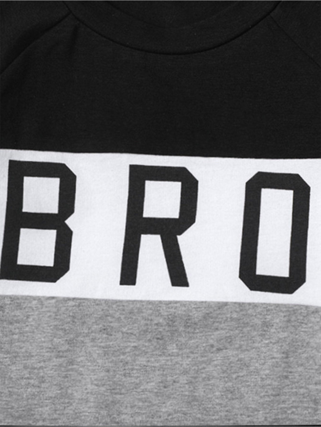 2pcs Boys BRO Print Block Pullover Sweatshirt & Jogger Pants Set