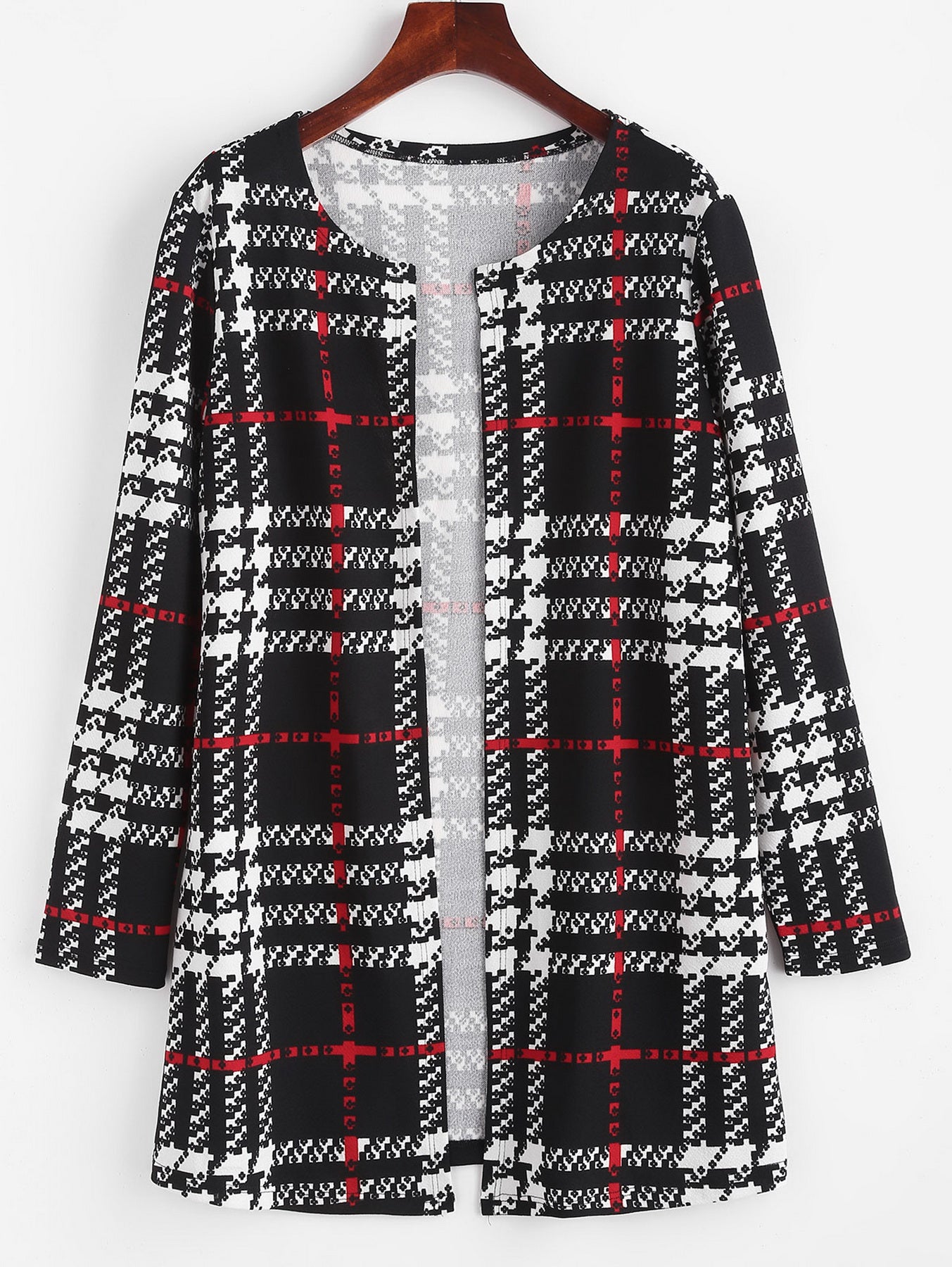 Ethnic Tribal Print Jacket Crew Neck Long Sleeve Loose Outerwear