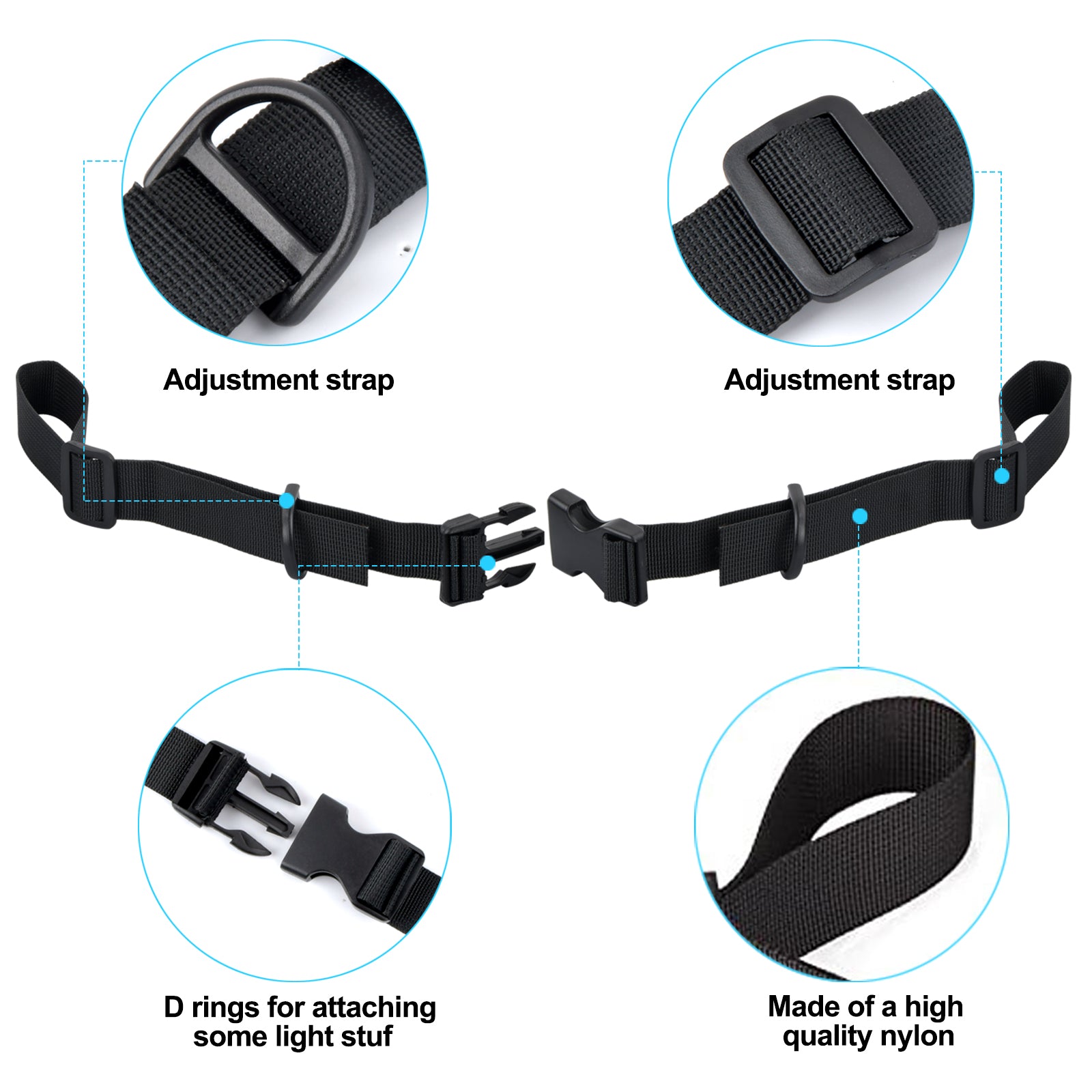 2pcs Backpack Chest Strap w/12 Zipper for Hiking Climbing