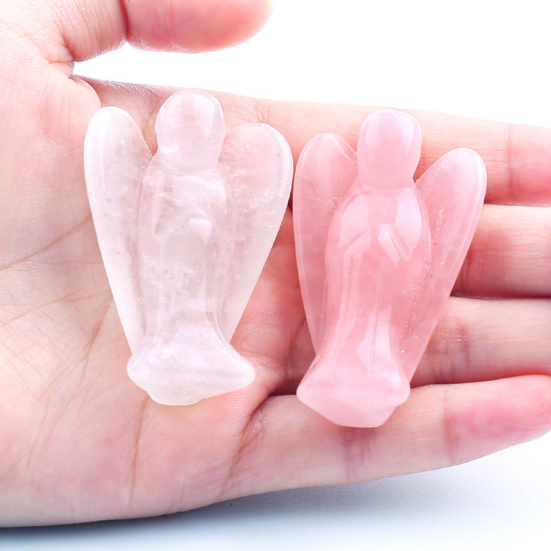 3 Natural Healing Crystal Angel Hand Carved Figurine Skull Gift